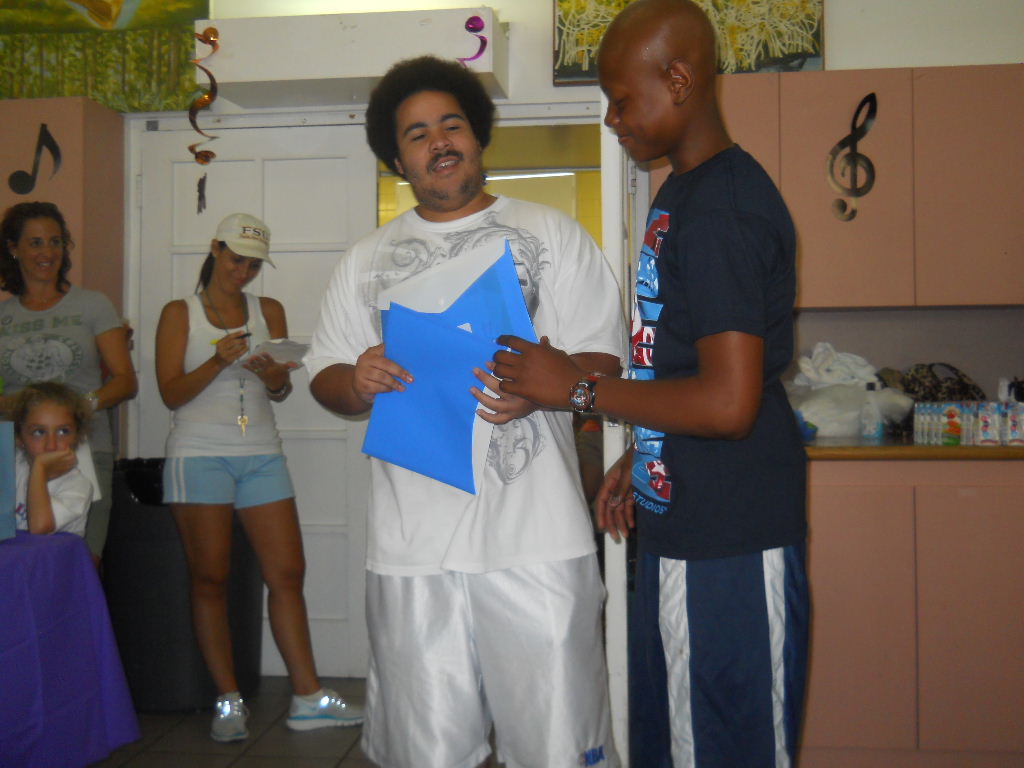 Counselor Caleb in the white t-shirt